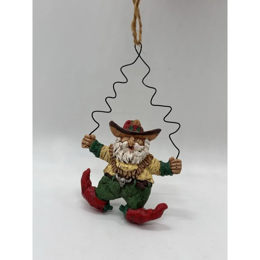 Chili Pepper Santa Ornament Rustic Southwest Folk Art Christmas Wire‎ Hanger